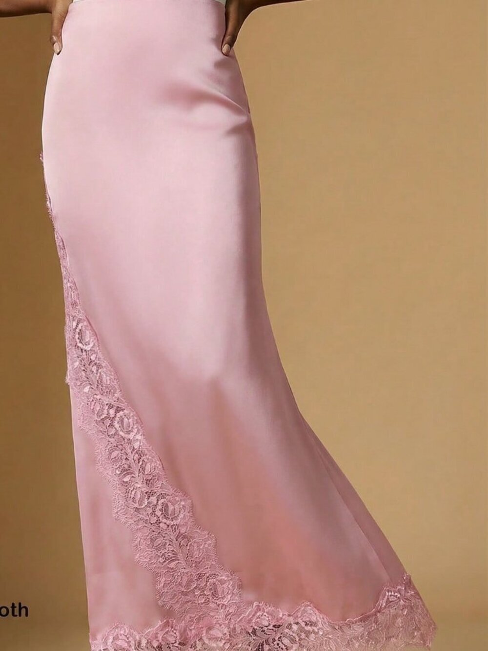 pink Elegant Women's Lace Patchwork satin Skirt